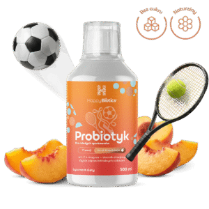 Naturalny probiotyk dla Młodych Sportowców w płynie Happy Biotics Brzoskwinia